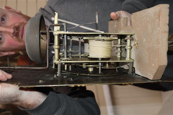 An early 19th century oak longcase clock by Thomas Brass, Guildford H.220cm